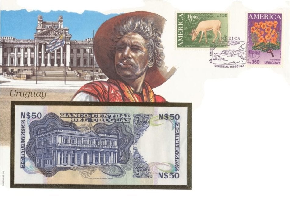 Uruguay Numisbrief 1992, Postzegels en Munten, Ophalen of Verzenden, Gestempeld, Zuid-Amerika