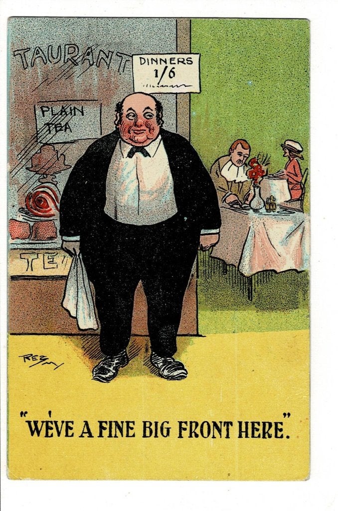 Humor, Restaurant, Ophalen of Verzenden, 1960 tot 1980, Gelopen, Overige thema's