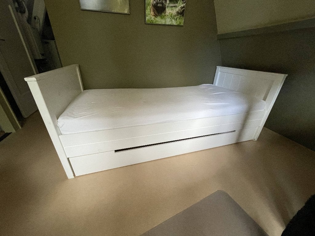 Wit kajuitbed met lade en IKEA Sultan Kommet lattenbodem, Ophalen, Gebruikt, 90 cm, Eenpersoons