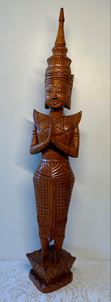 Handgesneden Houten Thaise Danseres vintage beeld, Ophalen of Verzenden