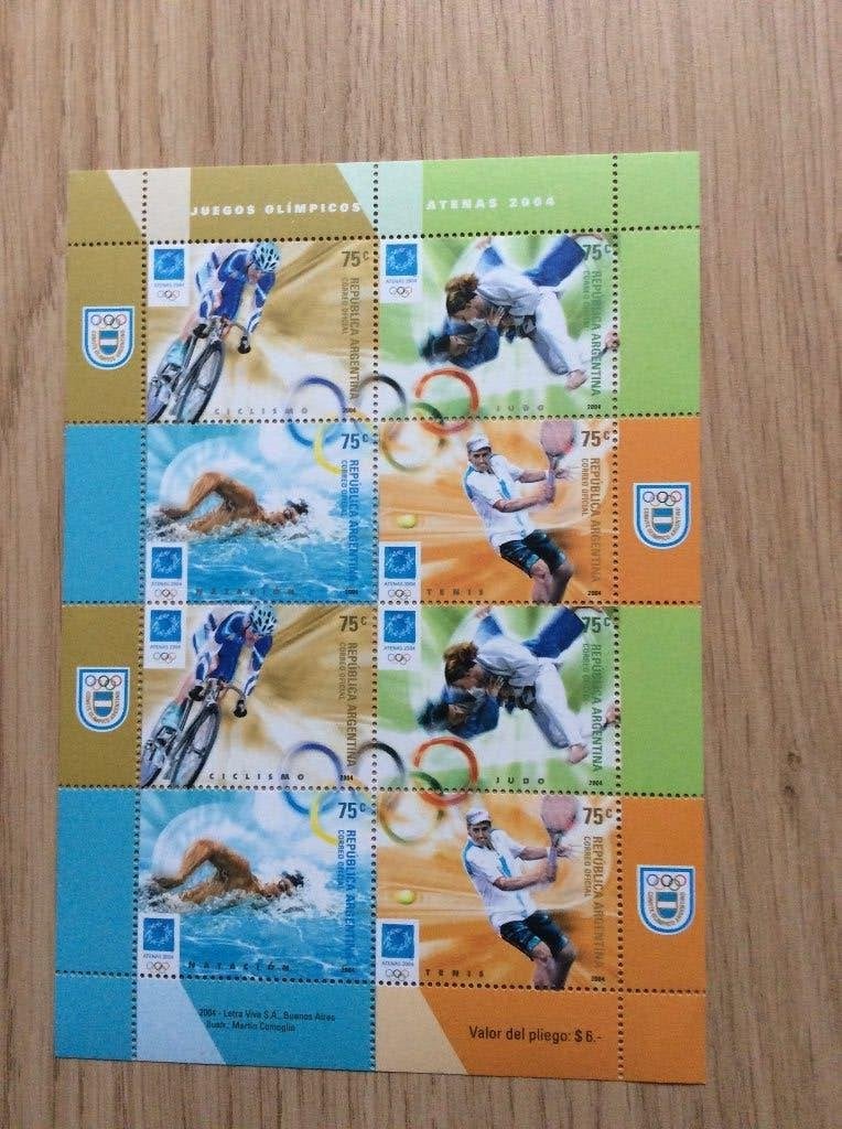 Argentinie blok  uit 2004 met thema Olympische Spelen Athene, Ophalen of Verzenden, Postfris, Sport