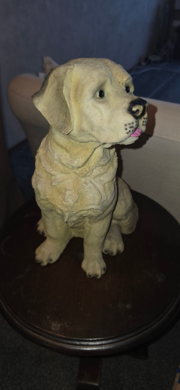Decoratief beeldje van een Labrador puppy, Ophalen of Verzenden, Gebruikt, Beige, Steen/keramiek