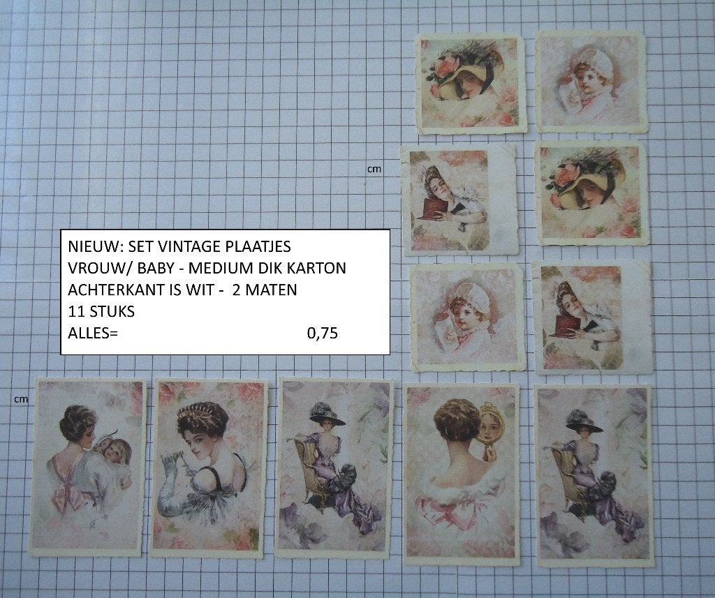 vintage plaatjes vrouw/baby - laatste set ! ( alleen verzend, Ophalen, Nieuw, Papier of Karton, Overige merken