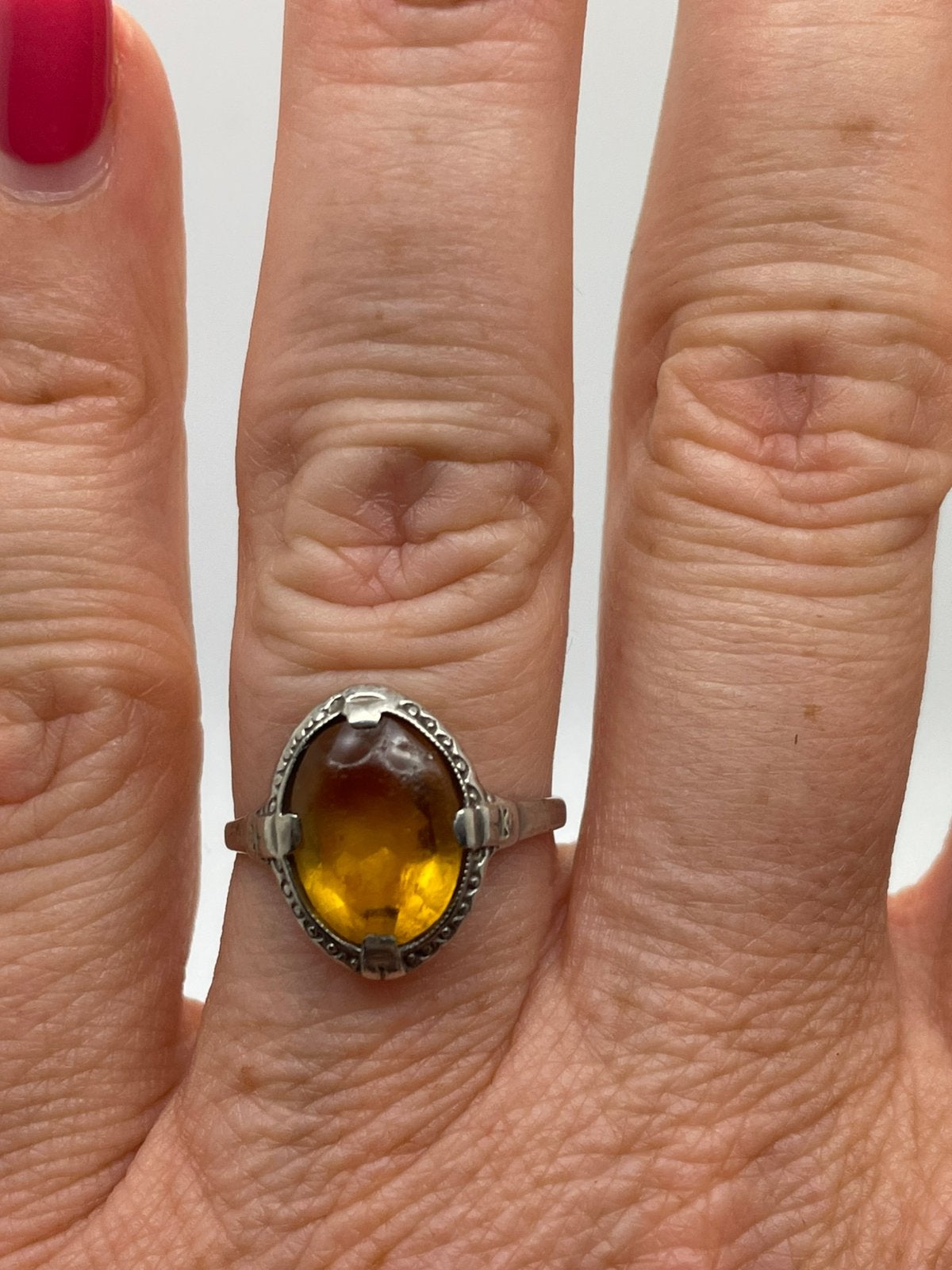 E201 Prachtige zilveren art deco ring maat 17,25, Ophalen of Verzenden, Zilver, Ring