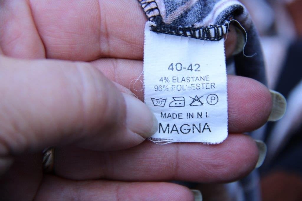 Jurk zwart/ bruin Magna mt 40/42 Vaste prijs OPRUIMING, Maat 38/40 (M), Zwart, Ophalen of Verzenden, Magna
