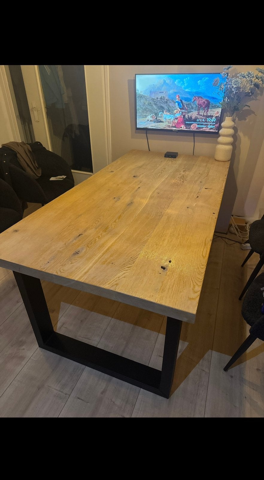 Massief houten eettafel – 180 x 90 cm –, Huis en Inrichting, Tafels | Eettafels, Zo goed als nieuw, 150 tot 200 cm, Rechthoekig