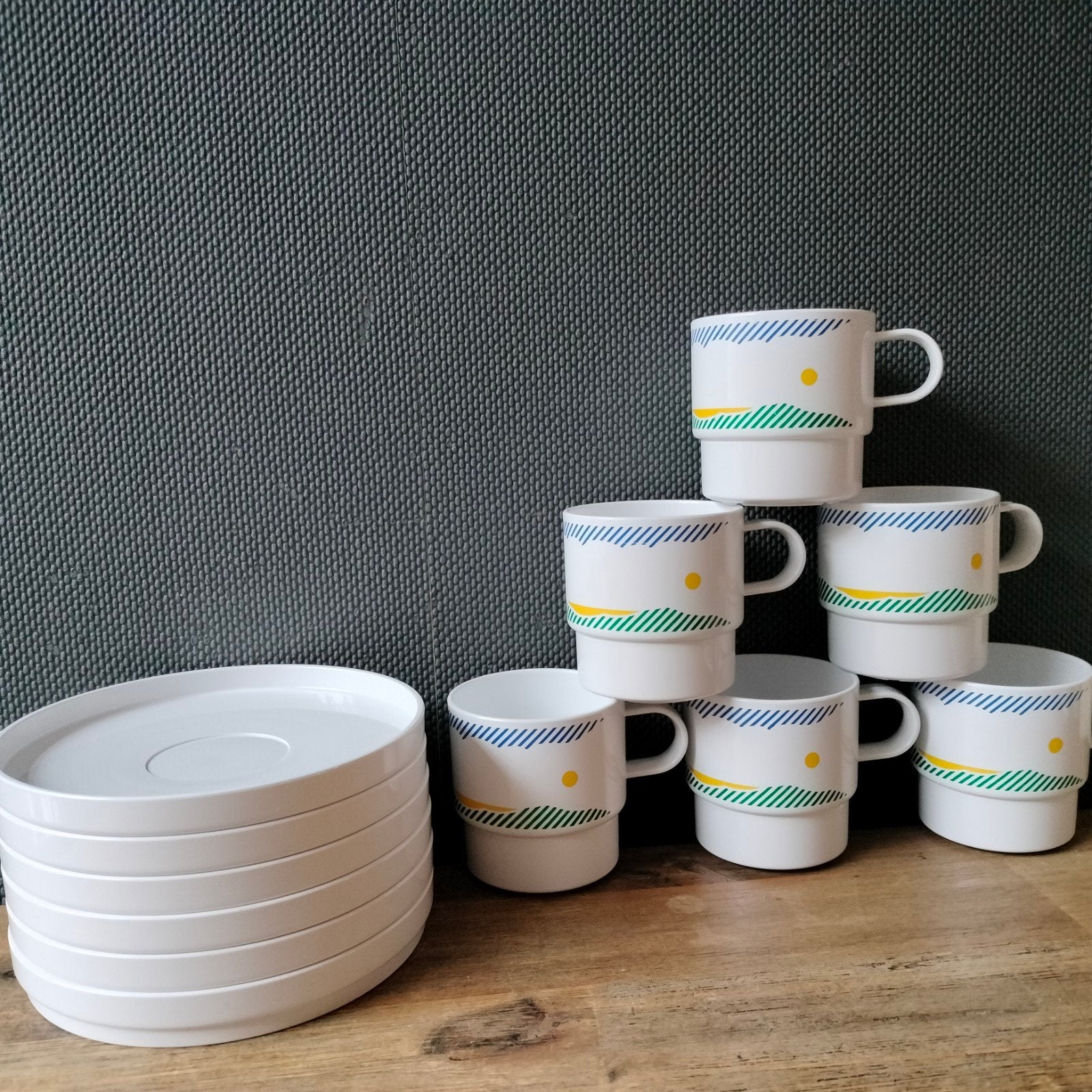 Vintage Mepal  kop en schotels Set - Jaren '70 Design, Ophalen of Verzenden, Gebruikt