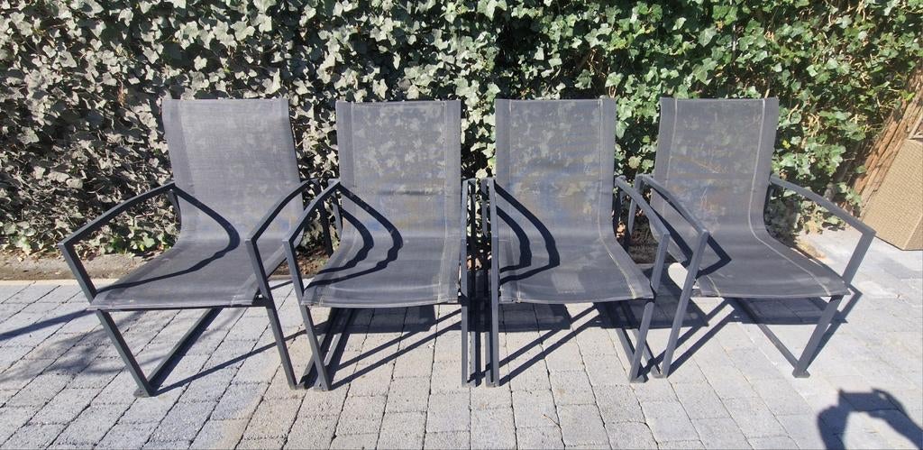 4 tuinstoelen tarrington stevig zsm, Tuin en Terras, Ophalen, Gebruikt, Metaal, Stapelbaar
