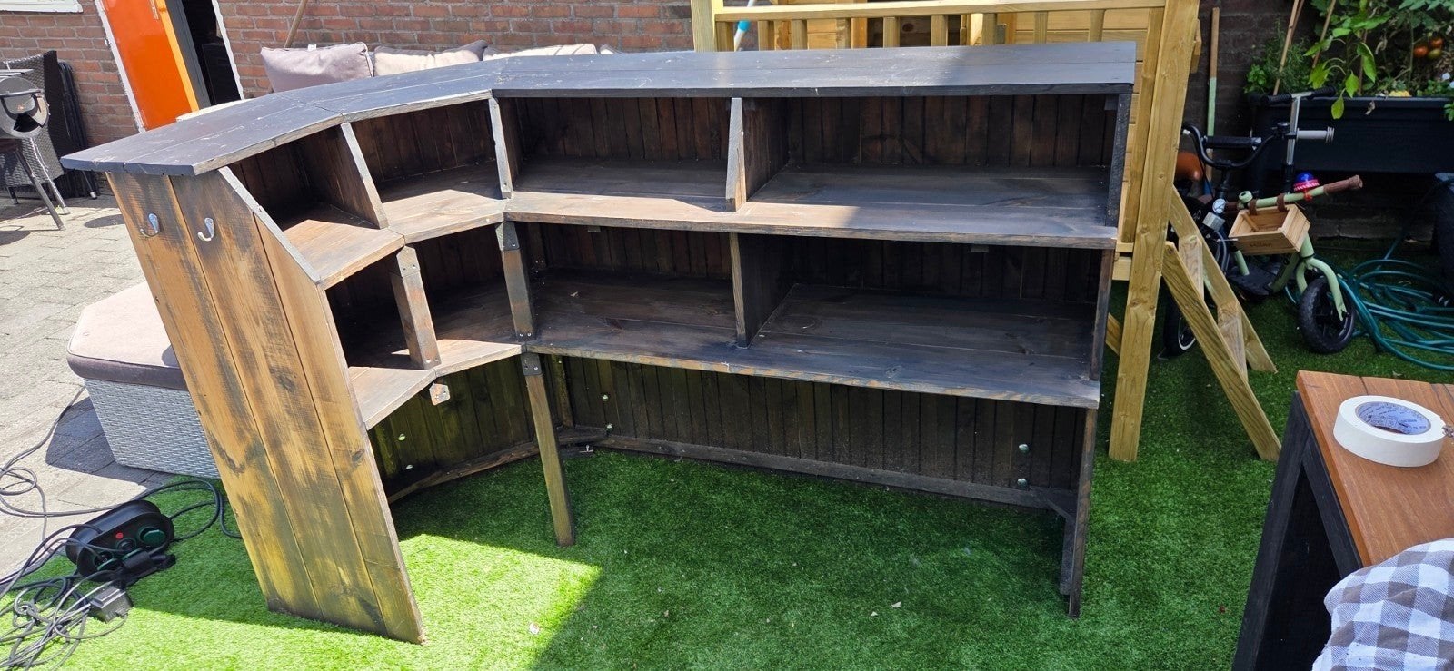 Stevige houten bar voor tuin of overkapping (160x70x115), Huis en Inrichting, Barren, Ophalen, Gebruikt