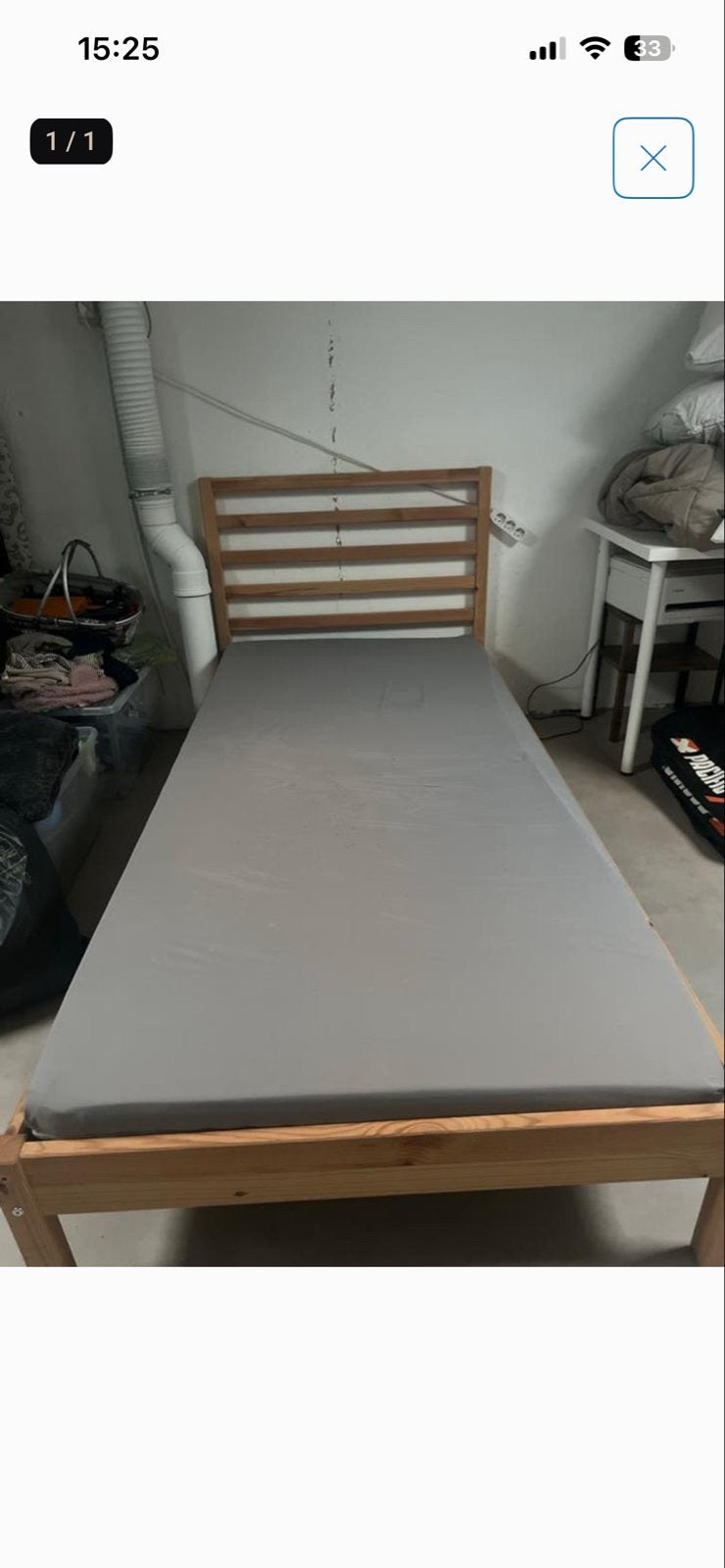 IKEA Tarva bedframe met matras en lattenbodem, Ophalen, Gebruikt, 90 cm, Eenpersoons