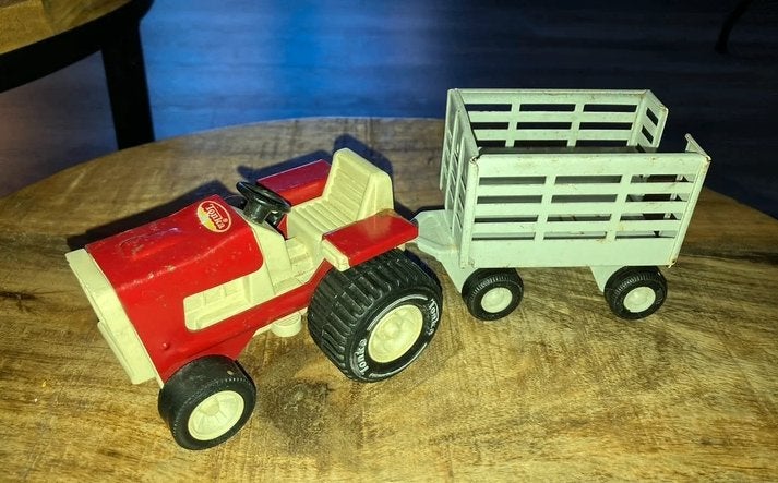 Tonka Tractor met Aanhanger, Ophalen of Verzenden, Gebruikt, Hijskraan, Tractor of Landbouw