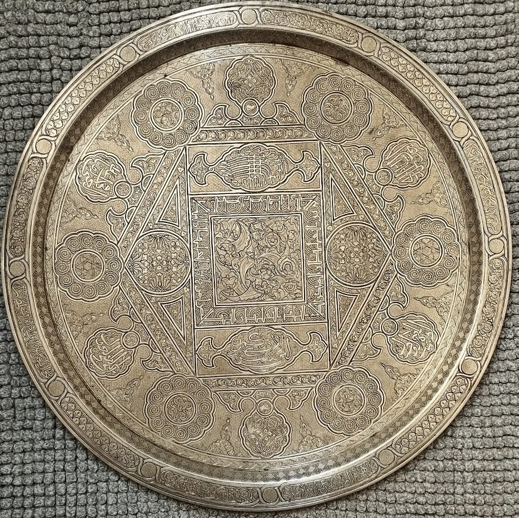 Antiek massief zilveren schaal Egypte 1938, Ophalen of Verzenden, Zilver