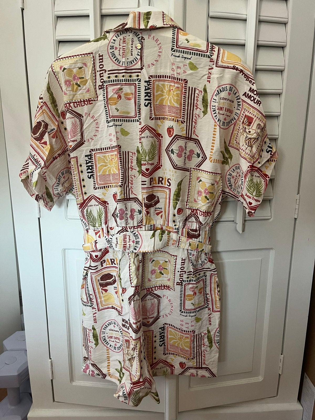 Zomerse Jumpsuit met Franse Print - Maat M, Kleding | Dames, Ophalen of Verzenden, Zo goed als nieuw, Maat 38/40 (M), Meerkleurig
