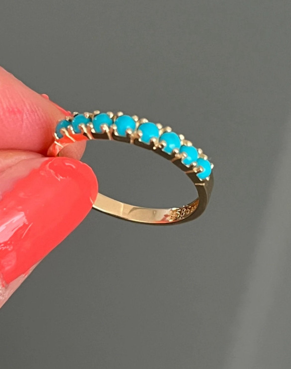 Prachtige NIEUWE 14 krt gouden ring met turqoise mt17,5 ong, Sieraden, Tassen en Uiterlijk, Ringen, Blauw, Nieuw, Ophalen of Verzenden