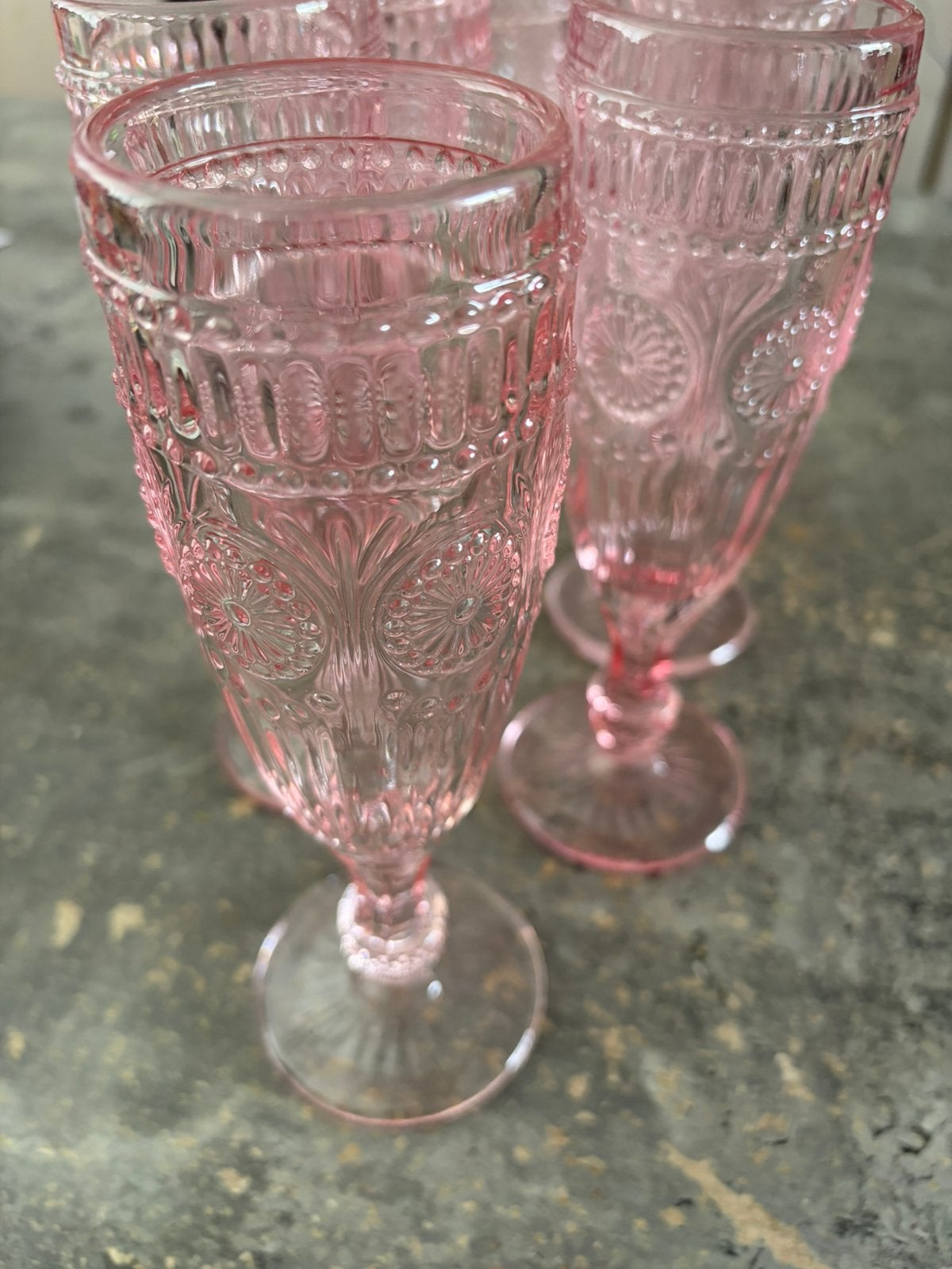Weddingdeco glazen glas roze pink mocktail vintage blush, Ophalen of Verzenden, Zo goed als nieuw