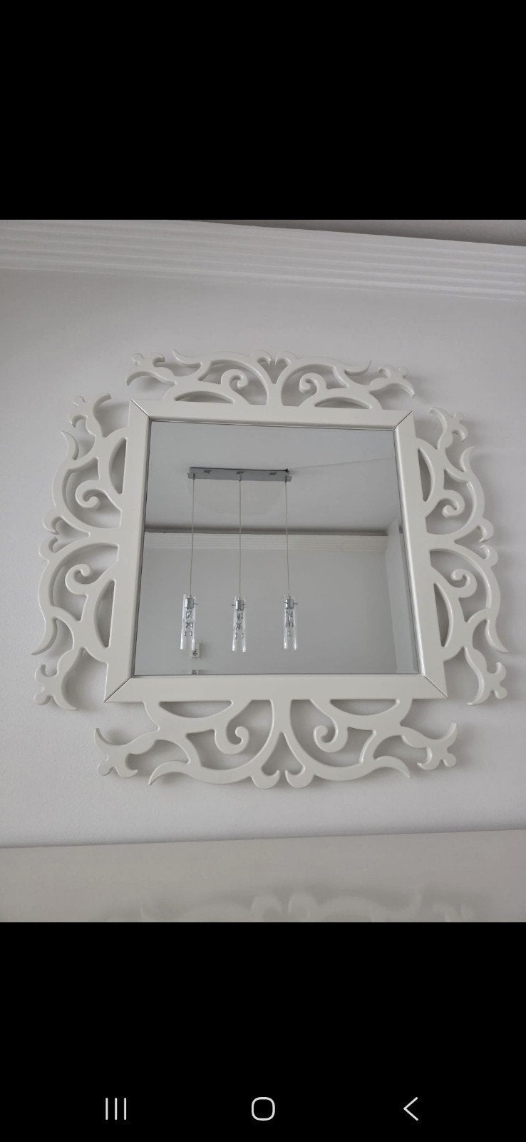 Decoratieve spiegel met sierlijk frame, Huis en Inrichting, Woonaccessoires | Spiegels, Ophalen, Zo goed als nieuw, Vierkant, 75 tot 100 cm