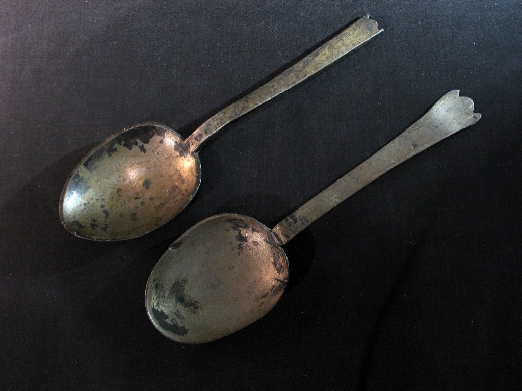 Twee antieke tinnen lepels 17e eeuw. 1962, Antiek en Kunst, Ophalen of Verzenden