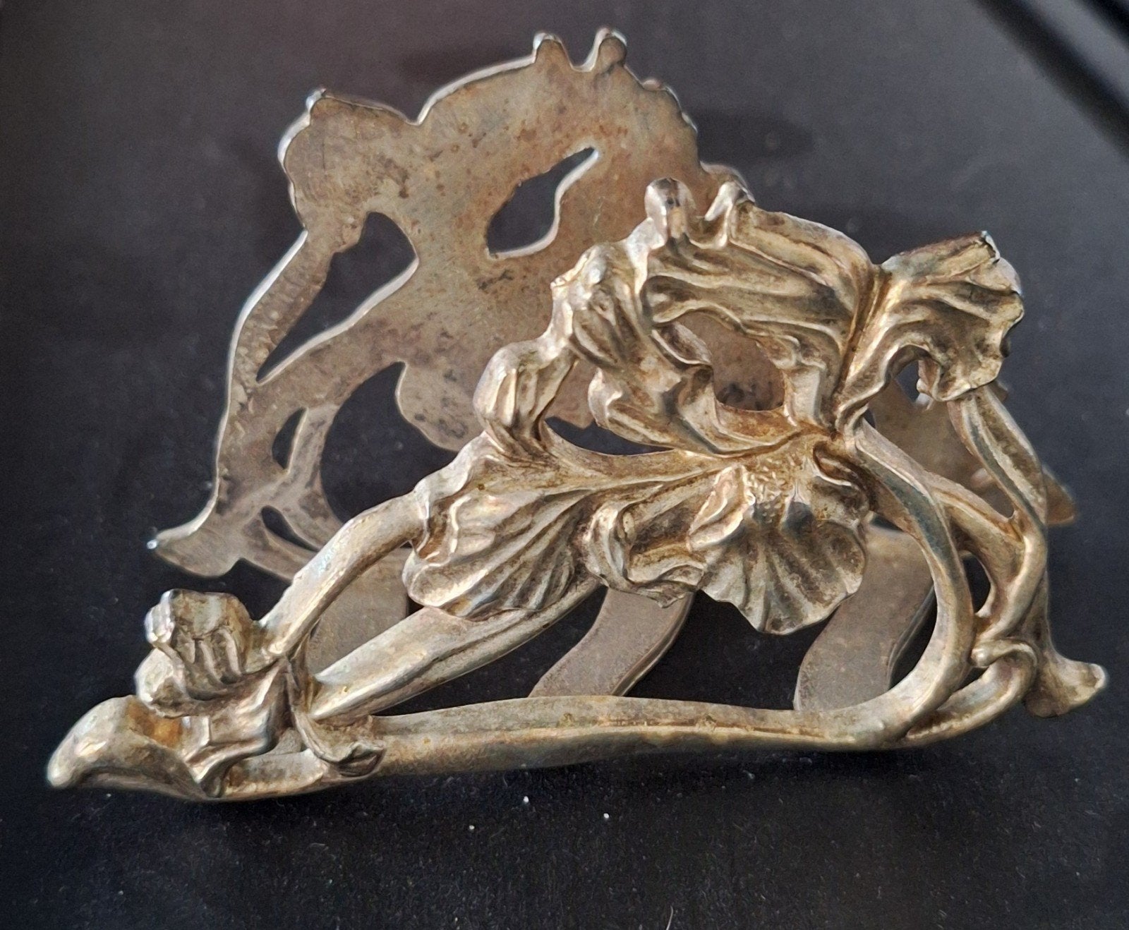 Verzilverde Jugendstil Servethouder - Iris Design, Ophalen of Verzenden