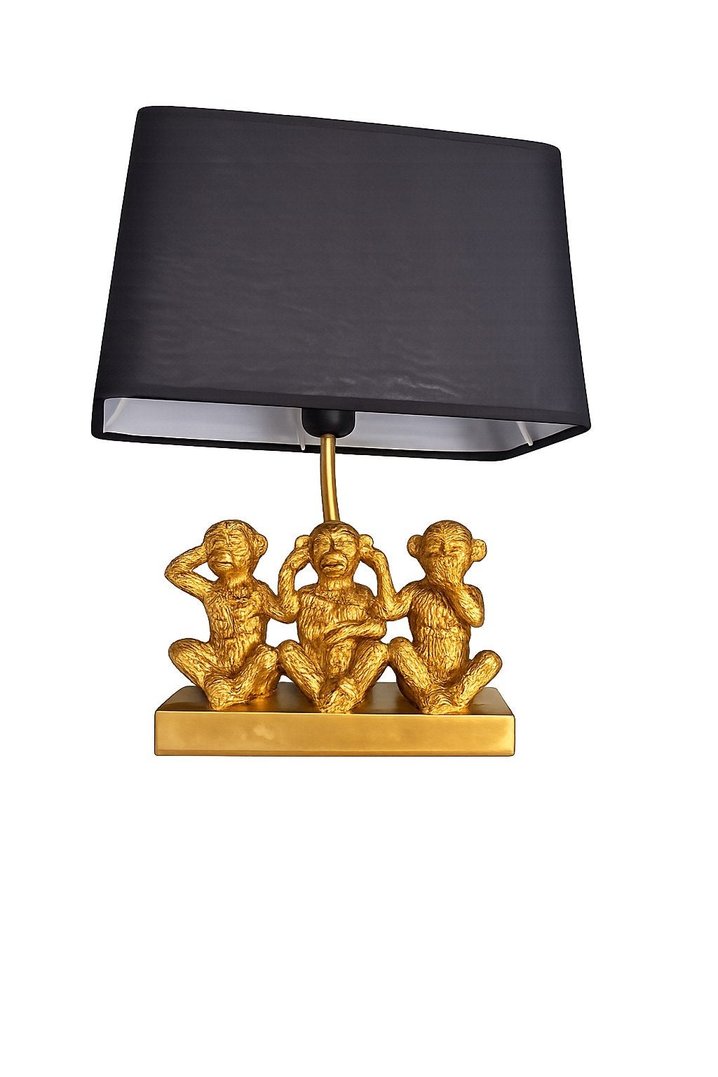 Leuke Tafel Lamp met Drie Wijze Apen - Zwart/Goud, Ophalen of Verzenden, Zo goed als nieuw, Metaal, Minder dan 50 cm