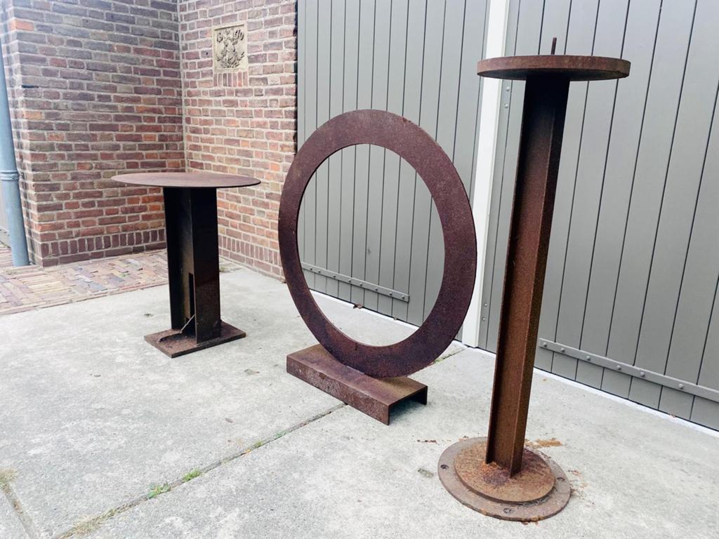 3 roestige metalen sculpturen tuin/decoratie, Tuin en Terras, Ophalen of Verzenden, Zo goed als nieuw, Metaal, Overige typen