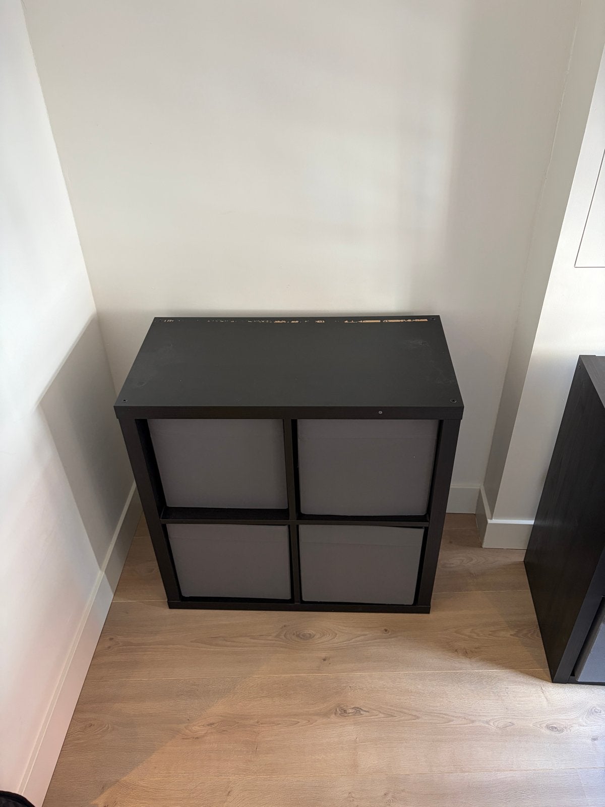 IKEA Kallax 4x4 Vakkenkast Zwart met Opbergboxen, Ophalen, Gebruikt