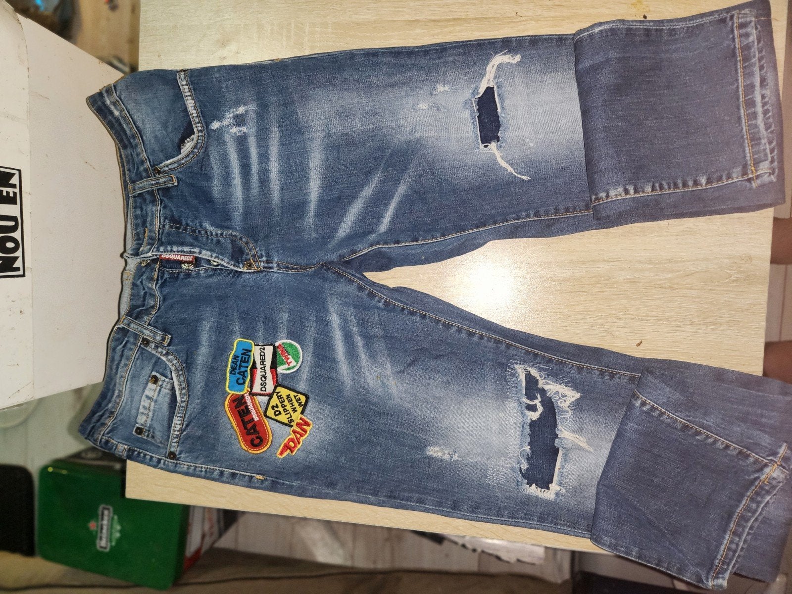Dsquared2 Jeans met Patches en Scheuren - Maat 46, Dsquared2, Blauw, W32 (confectie 46) of kleiner, Ophalen of Verzenden