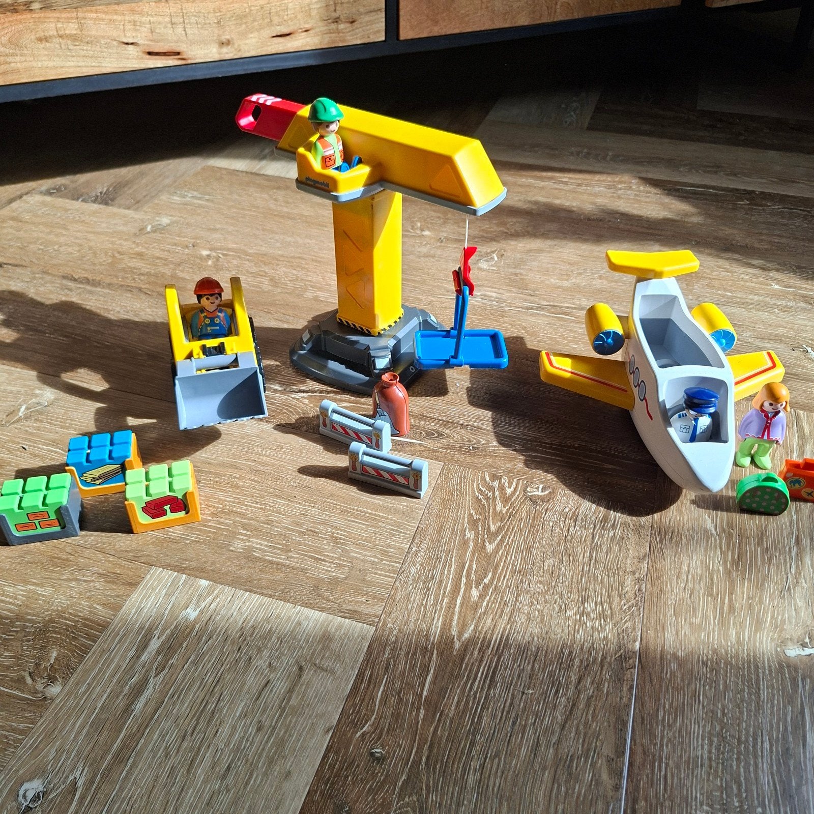 Playmobil 123 Bouwplaats & Vliegtuig Speelset, Kinderen en Baby's, Gebruikt, Complete set, Voertuig, 1.2.3