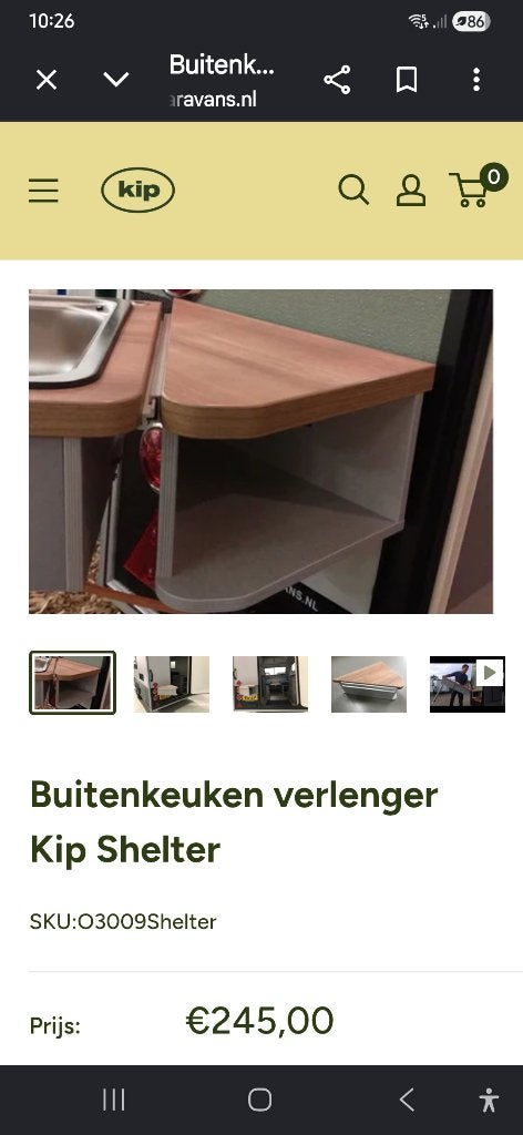Accessoires kip shelter caravan  buitenkeukenverlenger, Caravans en Kamperen, Caravan accessoires, Ophalen of Verzenden, Zo goed als nieuw