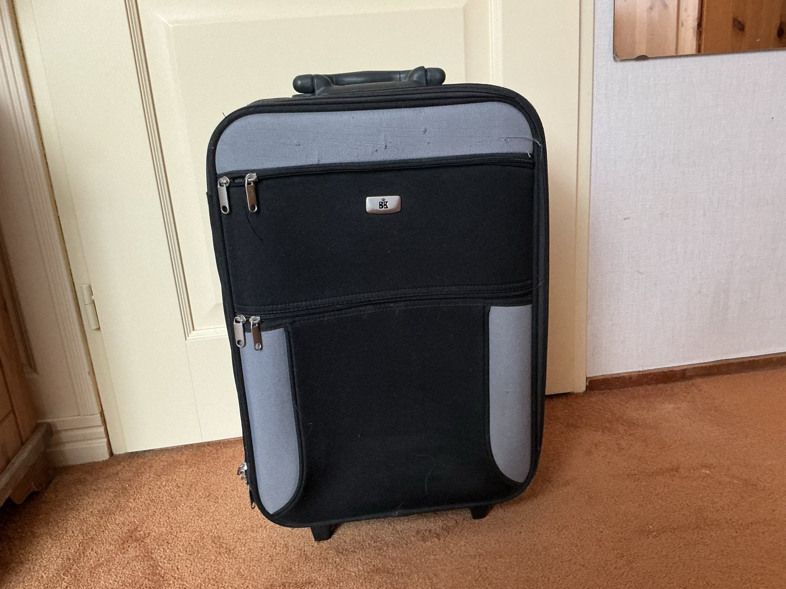 Handige trolley met wieltjes en uitschuifbare handgreep, Ophalen, Gebruikt, 50 tot 60 cm, Zacht kunststof
