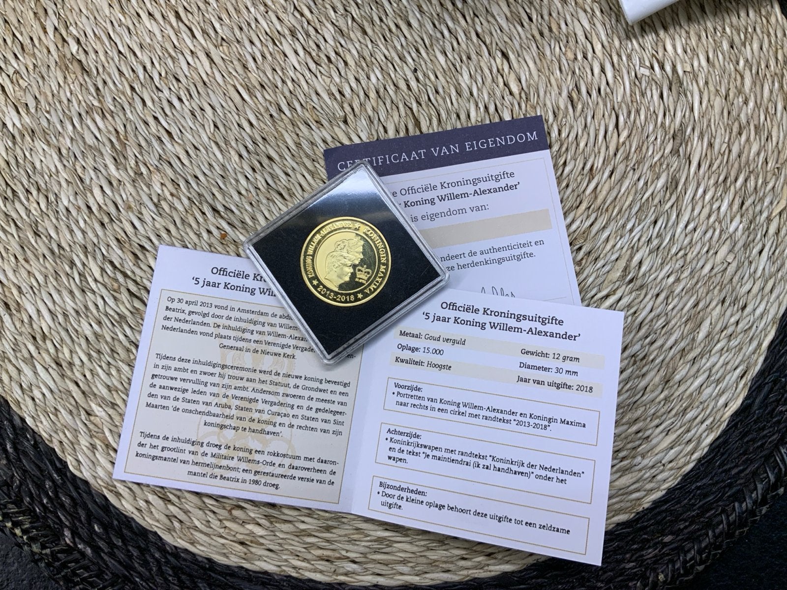 Officiële Kroningsuitgifte '5 jaar Koning Willem-Alexander', Ophalen, Koningin Beatrix, Losse munt, Goud