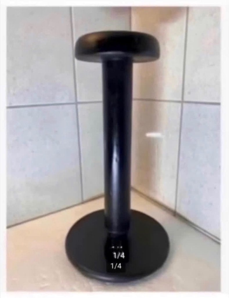 Brocante hoedenstandaard gemaakt van oude klos 28 cm, Antiek en Kunst, Ophalen of Verzenden