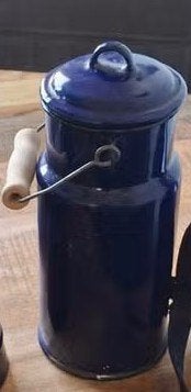 emaille kobalt blauwe melkbus incl. deksel en handvat, Ophalen