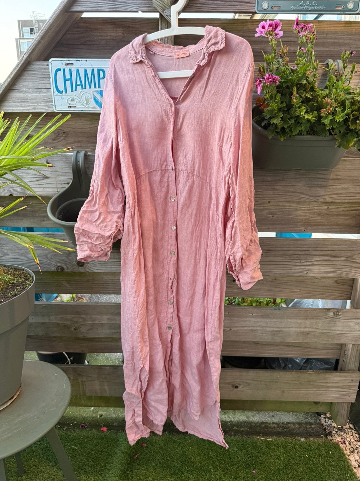 Roze 100% linnen jurk van Nayyar in One Size, Maat 38/40 (M), Verzenden, Nieuw, Roze