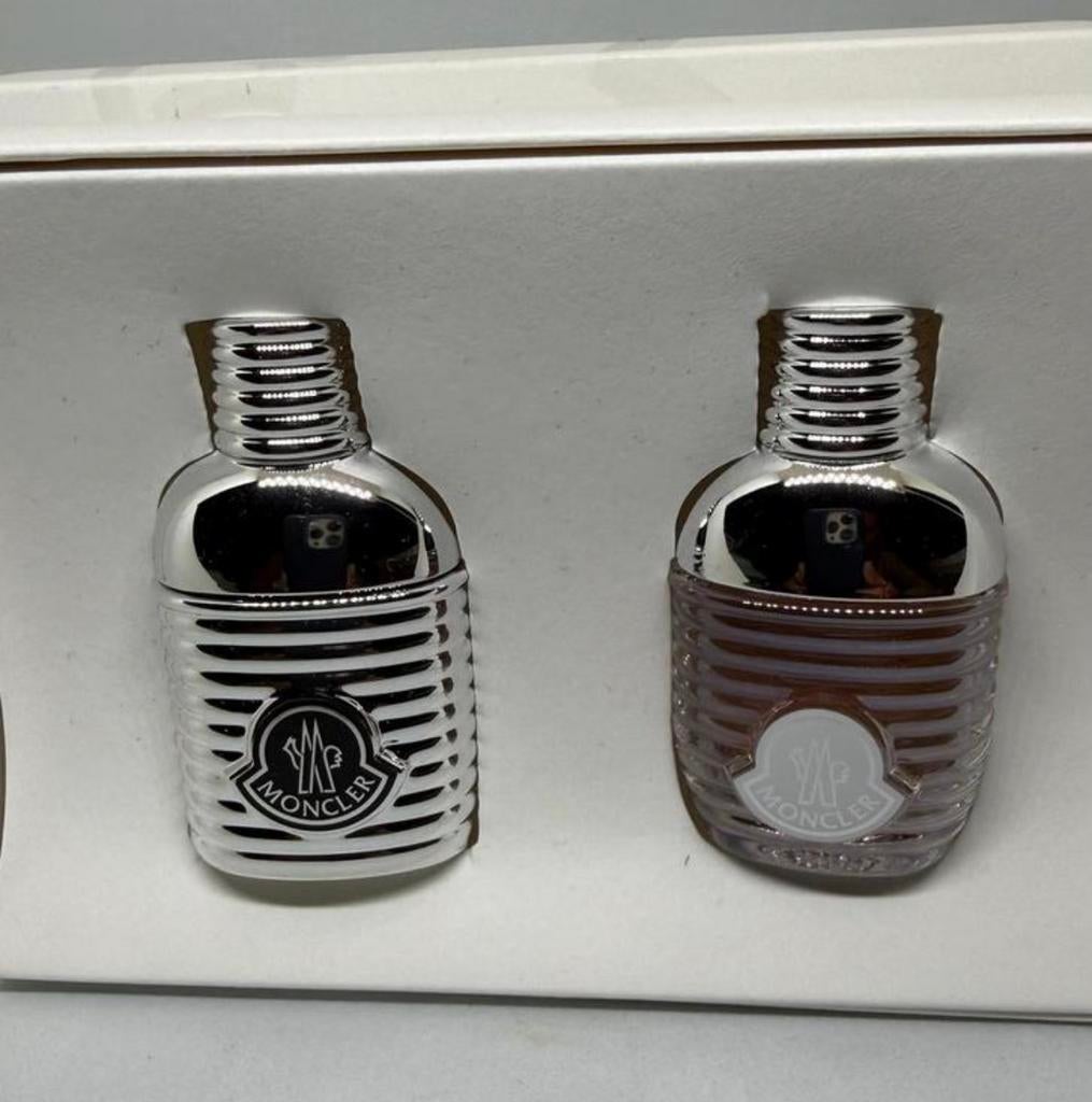 Set parfumminiaturen Moncler Homme + Femme 2 x 7,5, Verzamelen, Verzenden, Nieuw, Miniatuur, Gevuld