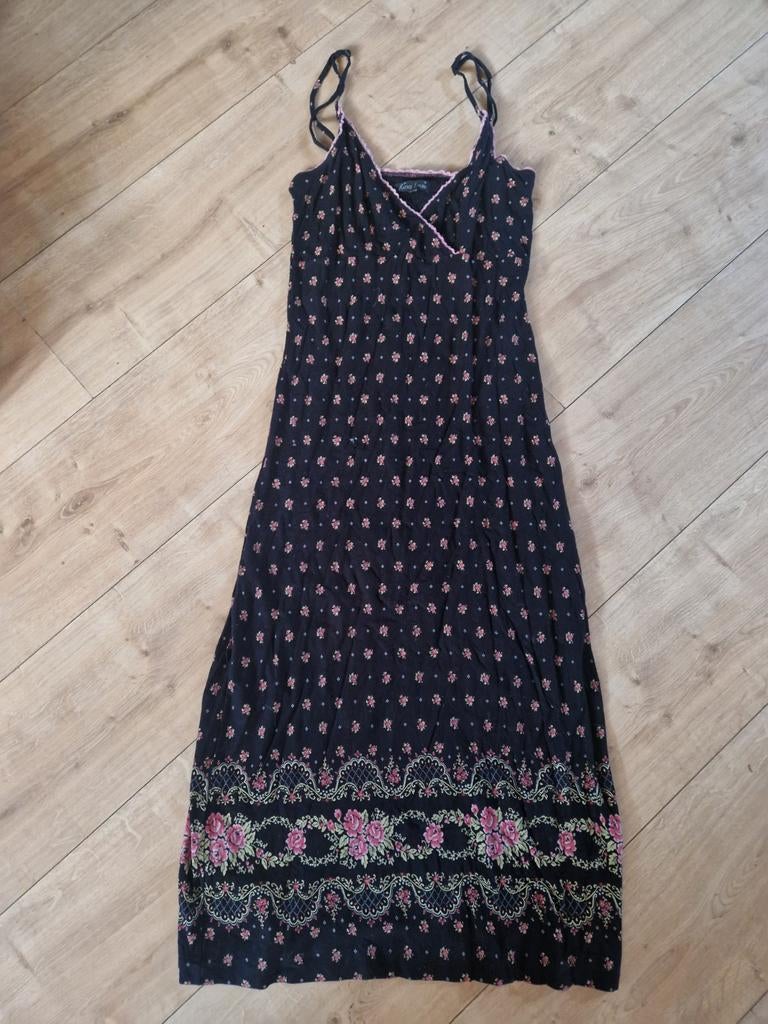 King Louie jurk, stretch stof, bloemenprint, maat S/M, Verzenden, Zwart, King Louie, Maat 36 (S)