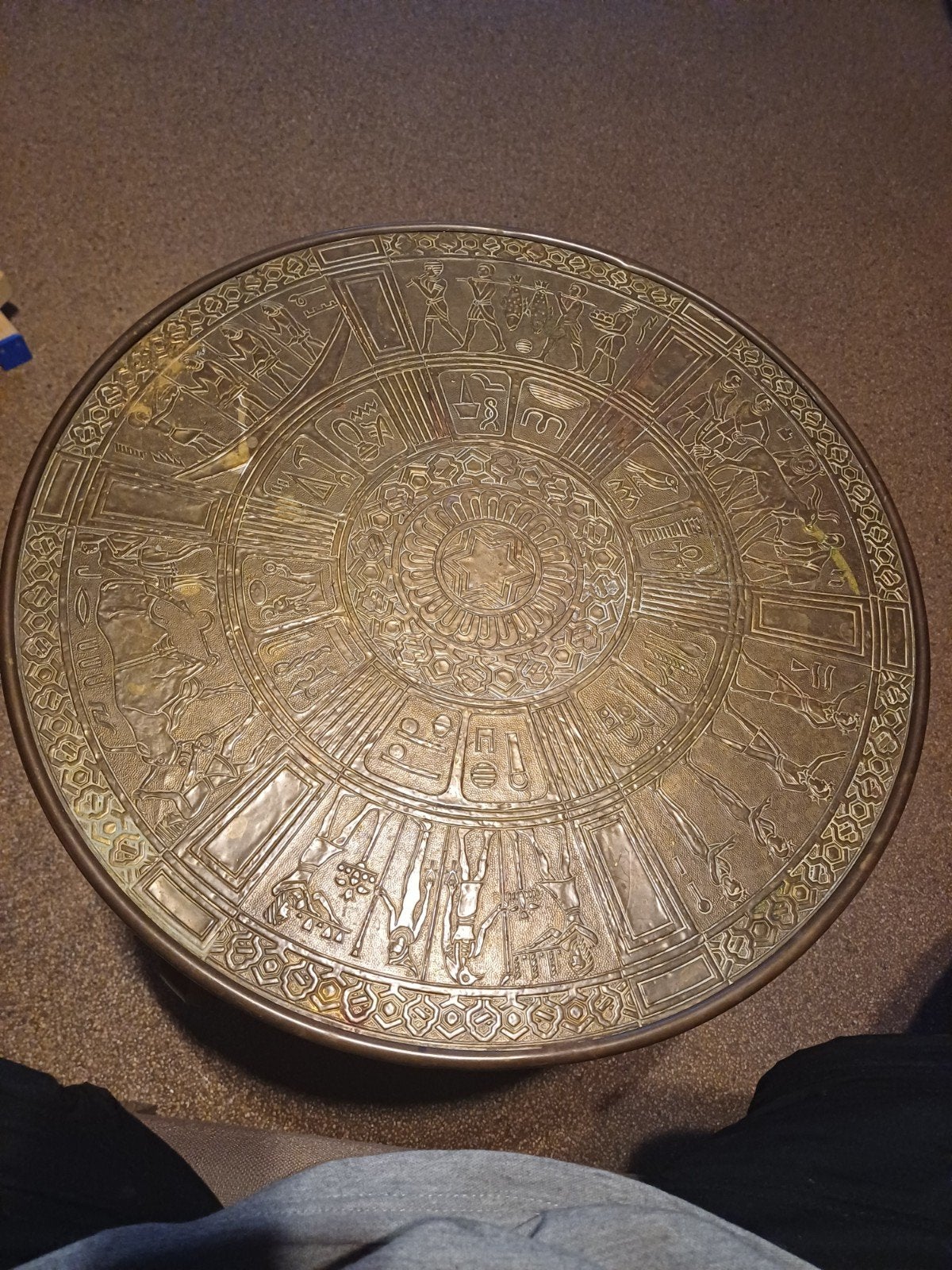 Vintage Bijzettafel met Egyptische Motieven, Ophalen of Verzenden