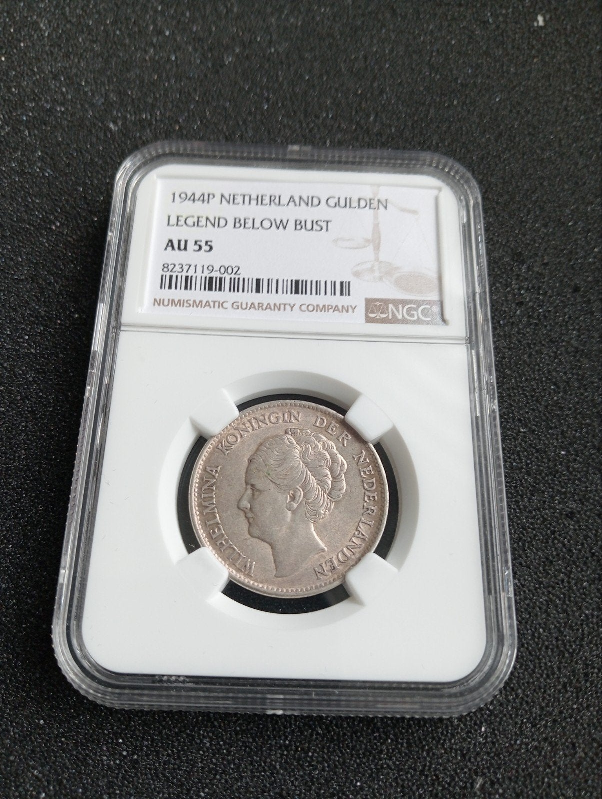 1 Gulden 1944P b AU55, 1 gulden, Zilver, Ophalen of Verzenden, Koningin Wilhelmina