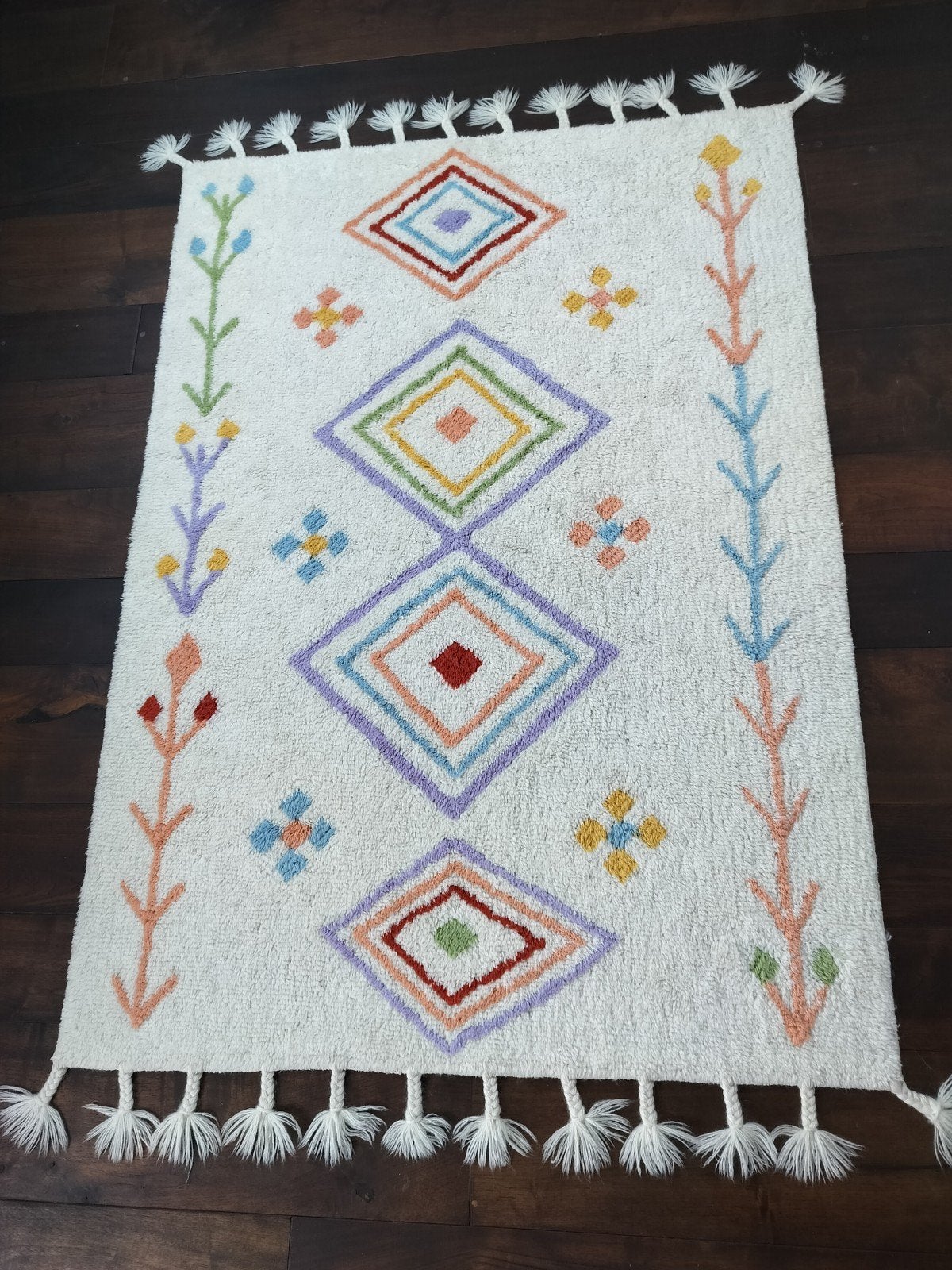 Wollen vloerkleed bohemian/kinderkamer 120x170 cm, Huis en Inrichting, Stoffering | Tapijten en Kleden, Ophalen, 100 tot 150 cm