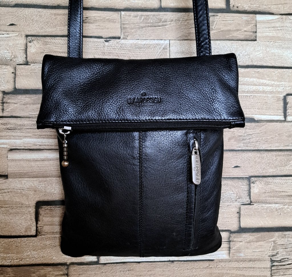 BEAR DESIGN - aparte lederen crossbody tas, Sieraden, Tassen en Uiterlijk, Tassen | Damestassen, Verzenden, Schoudertasje, Zwart