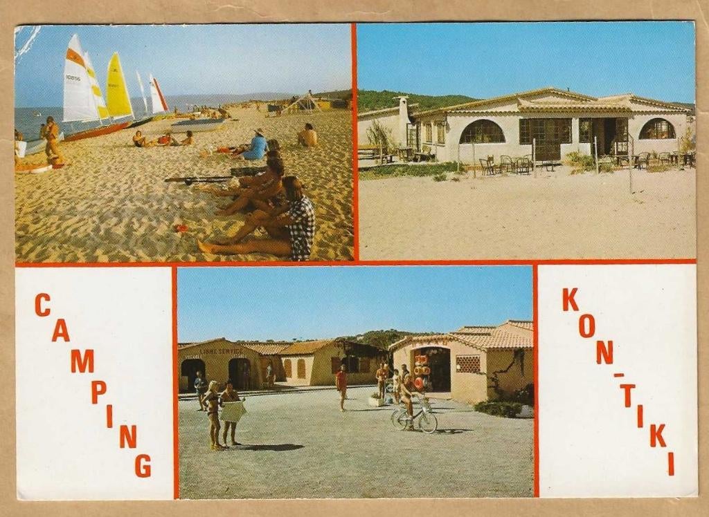 Ansichtkaart. Frankrijk. Ramatuelle. Camping Kon-Tiki., Ophalen of Verzenden, 1960 tot 1980, Gelopen, Frankrijk
