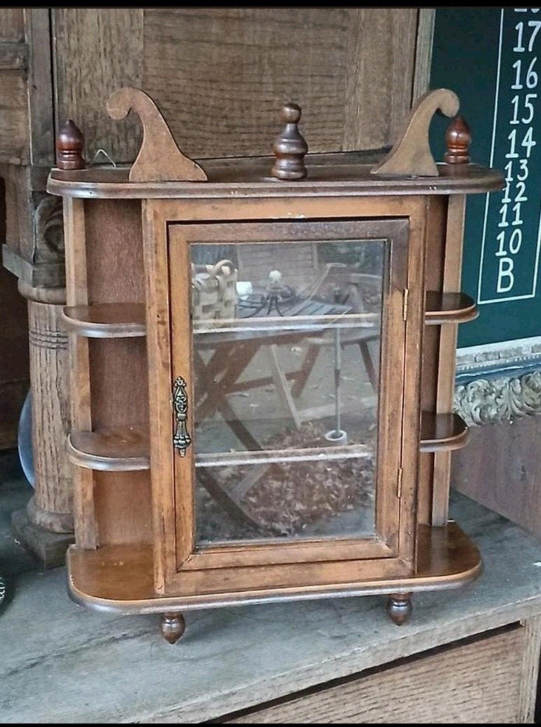 Vintage Houten Wandkastje met Glazen Deur, Ophalen of Verzenden