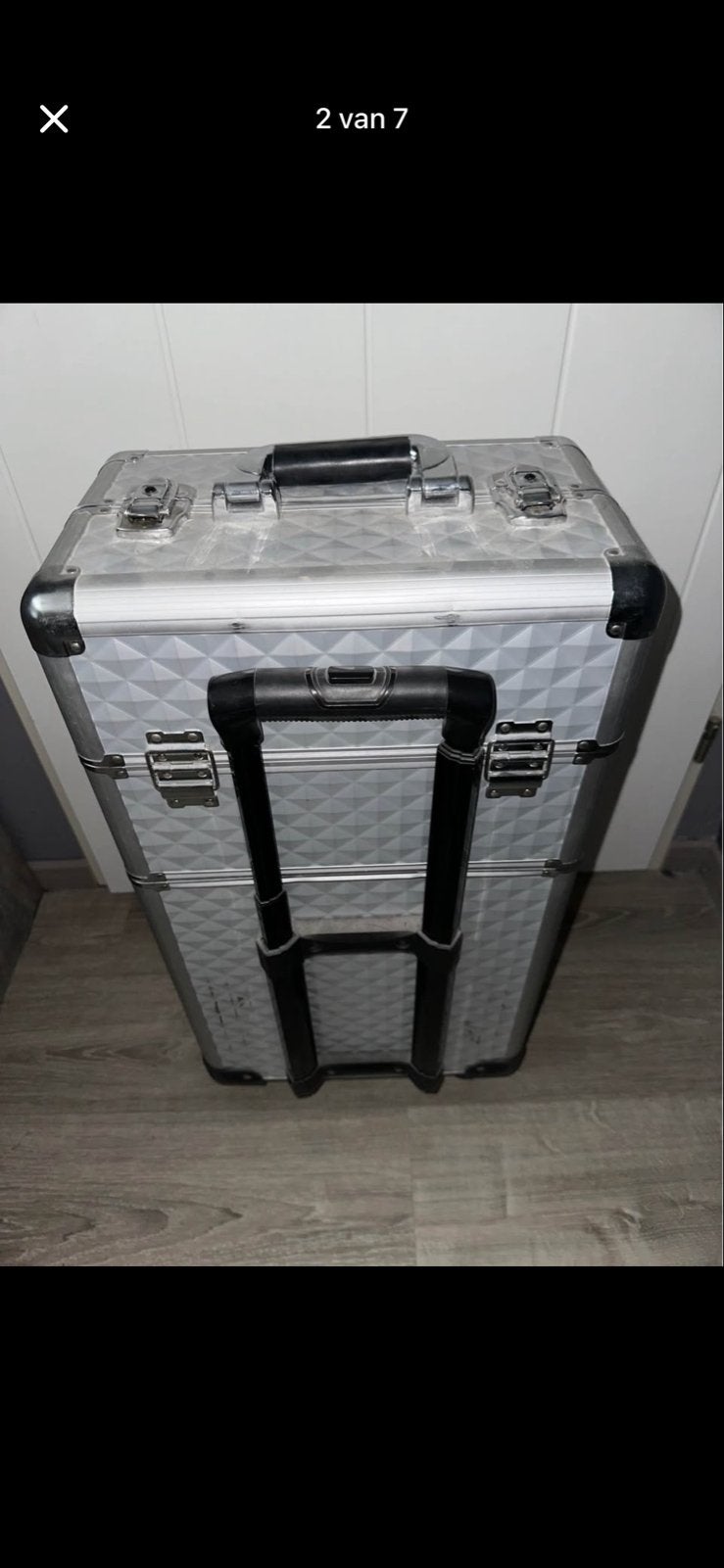 Professionele make-up koffer op wielen - Zilver, Sieraden, Tassen en Uiterlijk, Beautycases, Ophalen, Gebruikt, Grijs, Met slot