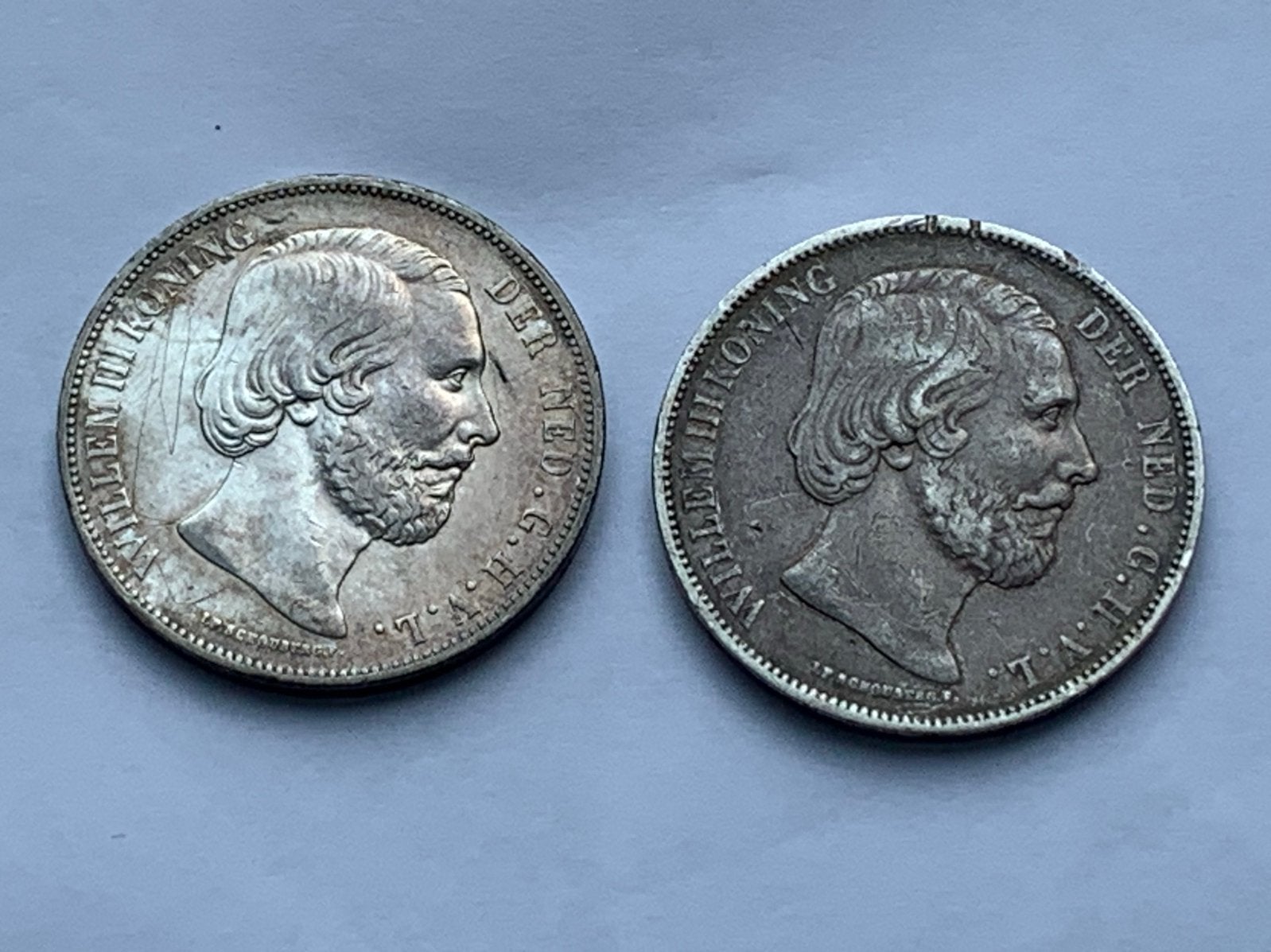 2 zilveren W3 rijksdaalders 1873 en 1874, Ophalen of Verzenden, Koning Willem III, 2½ gulden