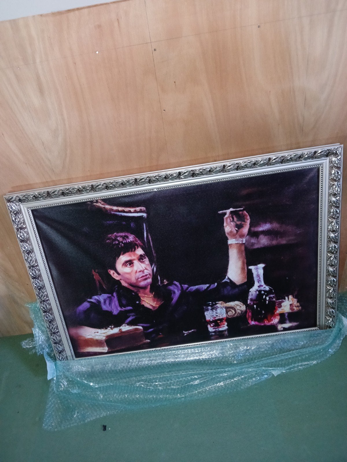 Scarface Tony Montana schilderij met lijst, Ophalen, Film, Hout, Collage