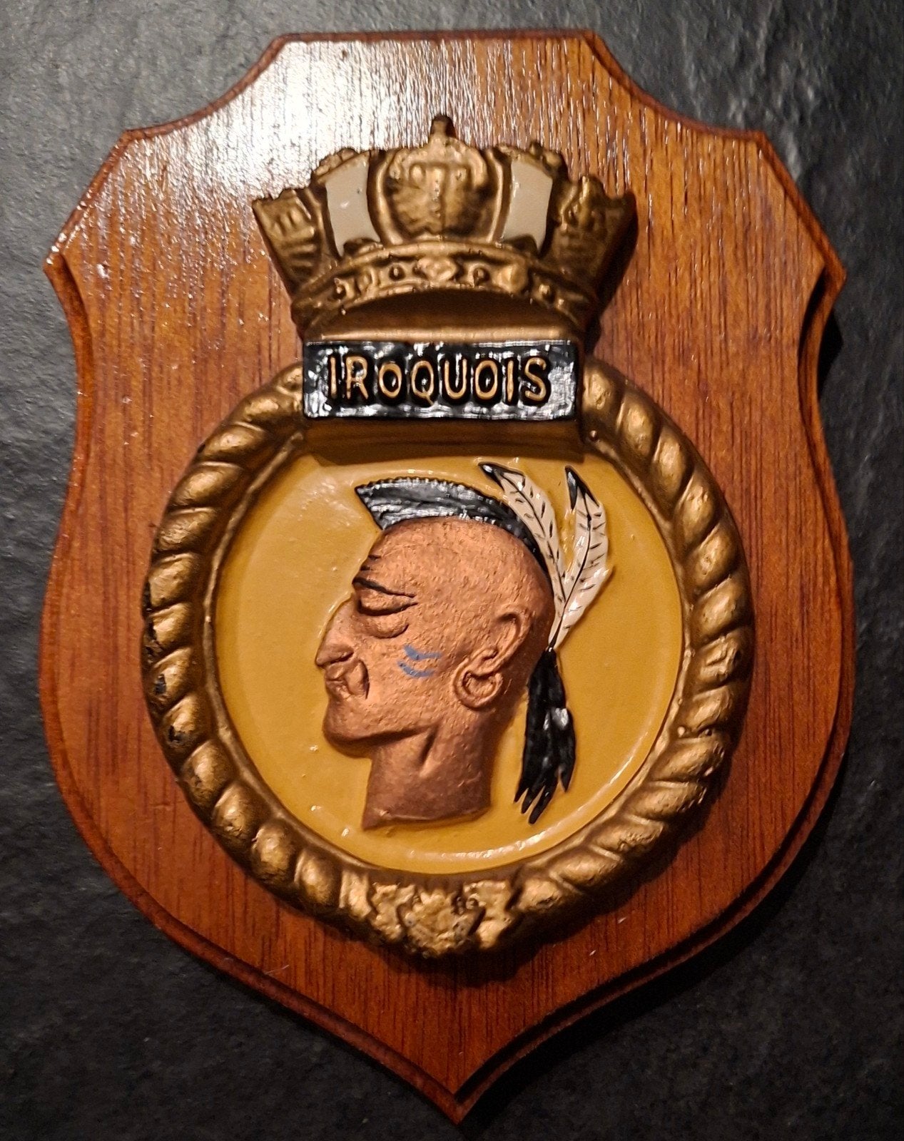 wapenschild HMCS Iroquois (Canadese torpedobootjager), Ophalen of Verzenden, Marine, Nederland, Embleem of Badge