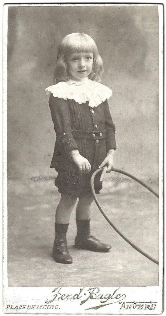 Smalle CDV - Kind Jongen Meisje Kraag Hoepel - Foto Buyle, Gebruikt, Foto, Ophalen of Verzenden, Voor 1940