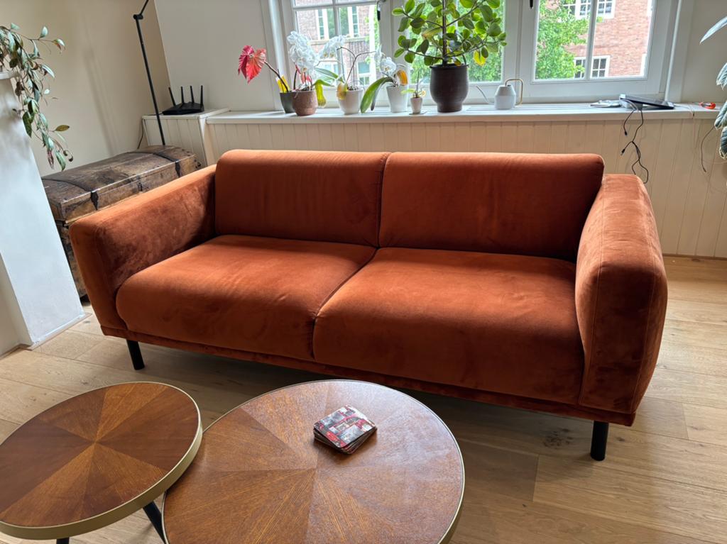 3-zits bank terracotta Kwantum Venezia, Huis en Inrichting, Banken | Bankstellen, Ophalen, Driepersoons, 75 tot 100 cm, Zo goed als nieuw
