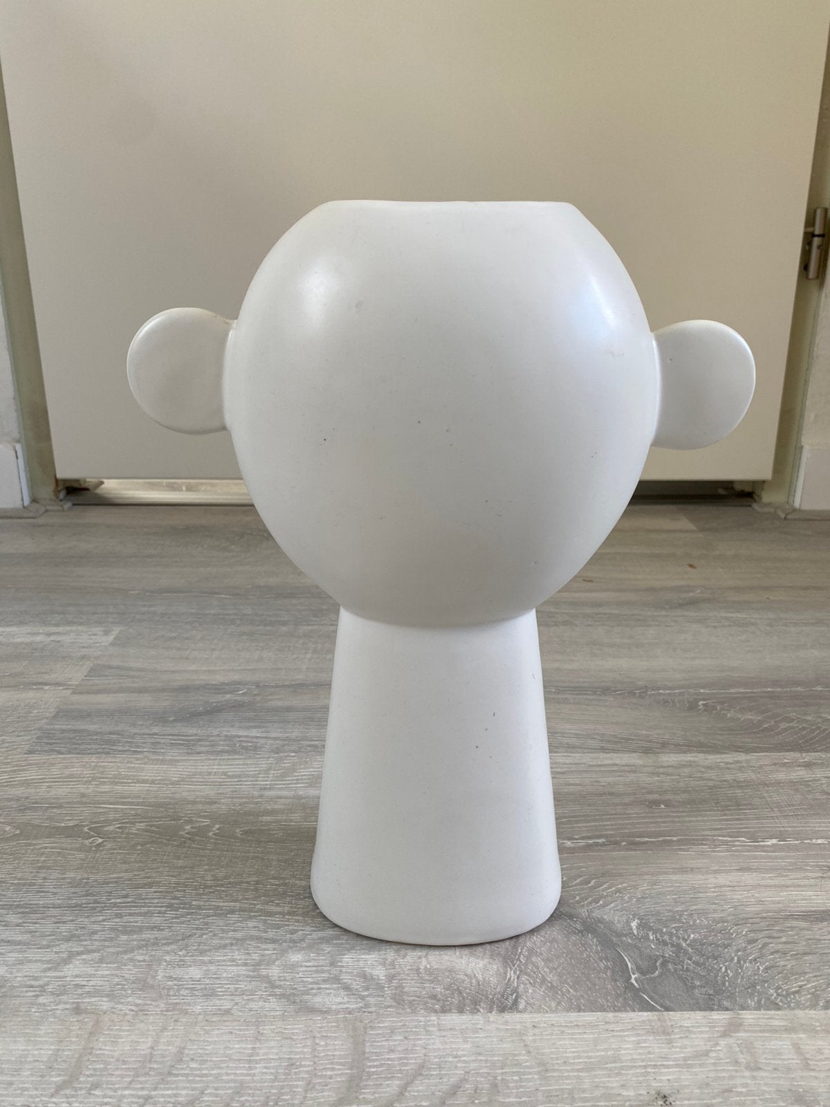 Witte vaas Japandi met organische vorm, 32 cm, Wit, Ophalen of Verzenden, Zo goed als nieuw