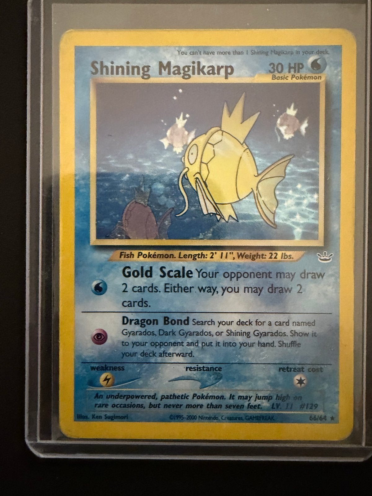 Shining Magikarp Pokémon Kaart - Neo Revelation 66/64, Ophalen of Verzenden, Zo goed als nieuw, Losse kaart, Foil