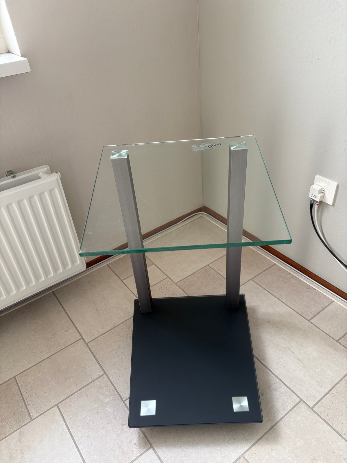 Glazen bijzettafel met wieltjes - Safety glass, Ophalen, Gebruikt, Modern, Glas